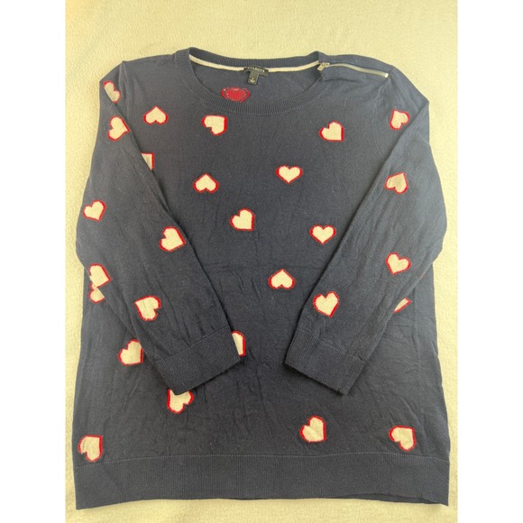 Talbots Womens Long Sleeve Knit Sweater Heart Pattern Shoulder Zip Large - Picture 1 of 9